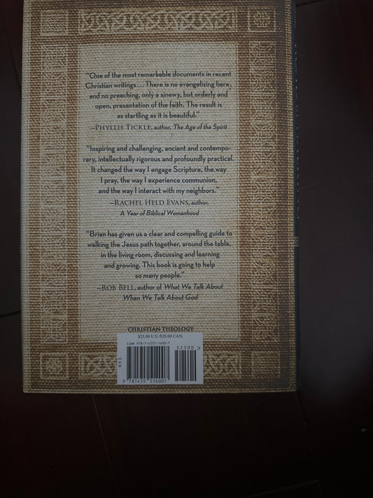 Back cover of a Christian theology book with author quotes and barcode.