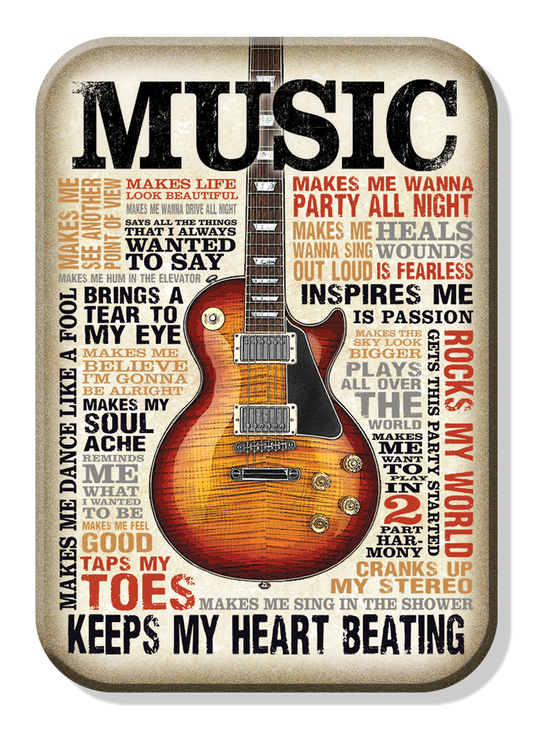 Magnet: Music Inspires Me Metal wrapped with printed media