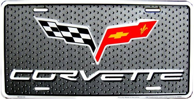 Chevy Corvette Logo Black - License Plate