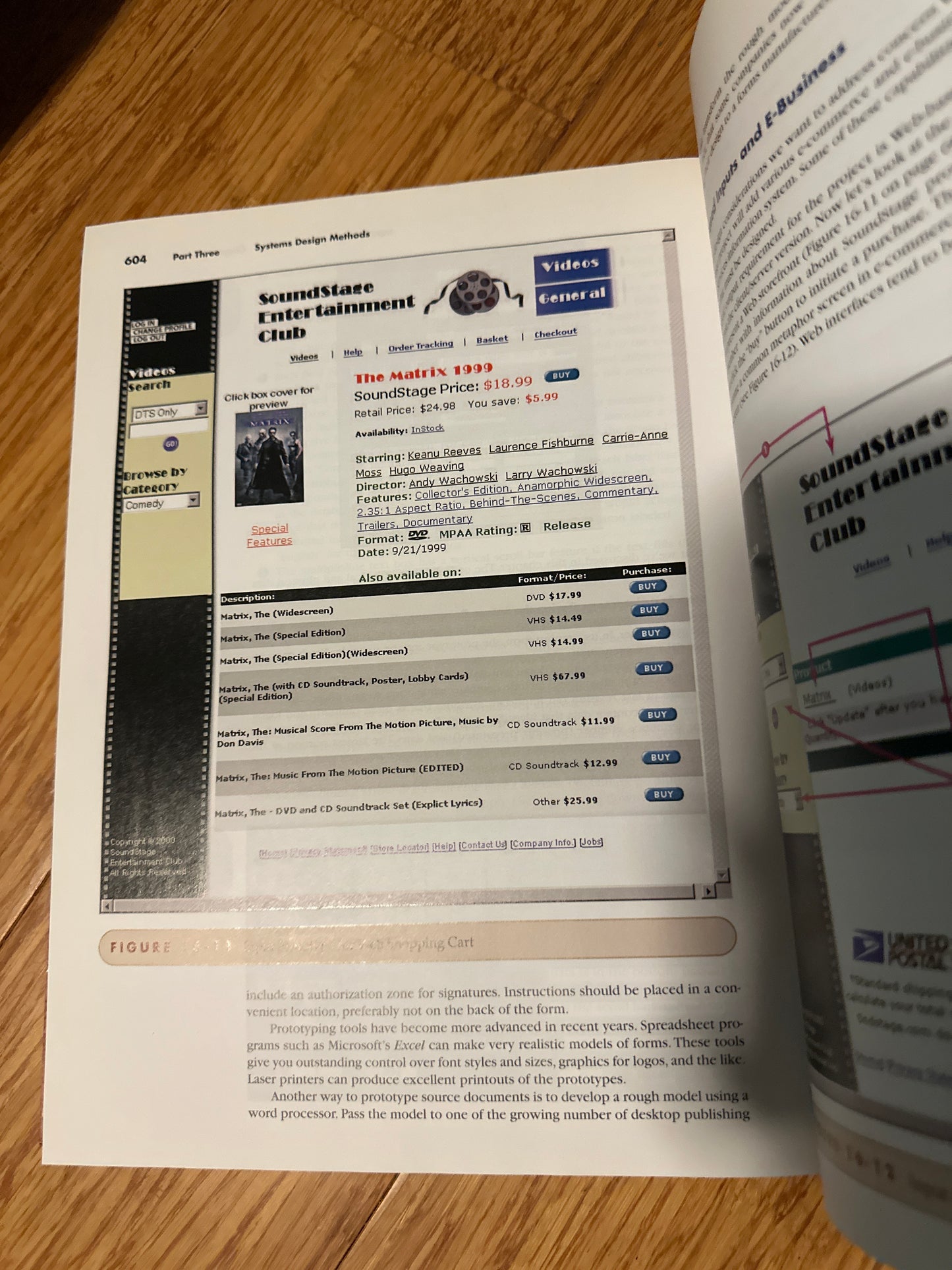 Screenshot of SoundStage Entertainment Club website displaying The Matrix 1999 movie details.