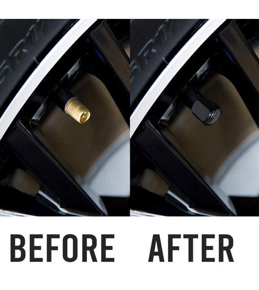 Comparison of tire valve stems before and after modification.