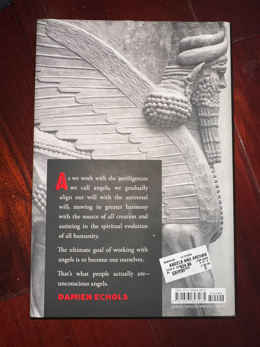 Ancient winged statue on book cover, symbolizing angelic themes.