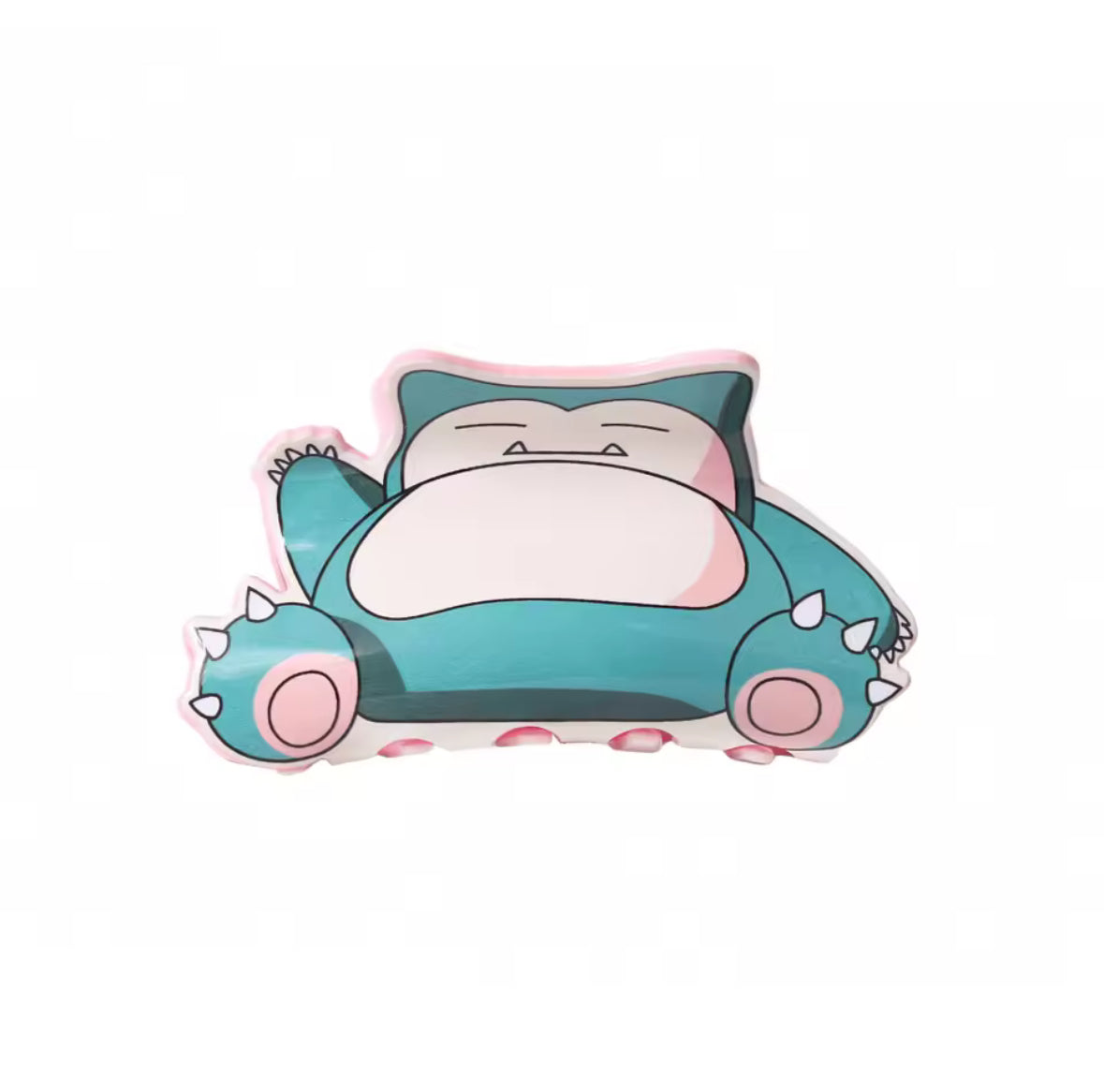 Snorlax plush toy lying down, cute and colorful.