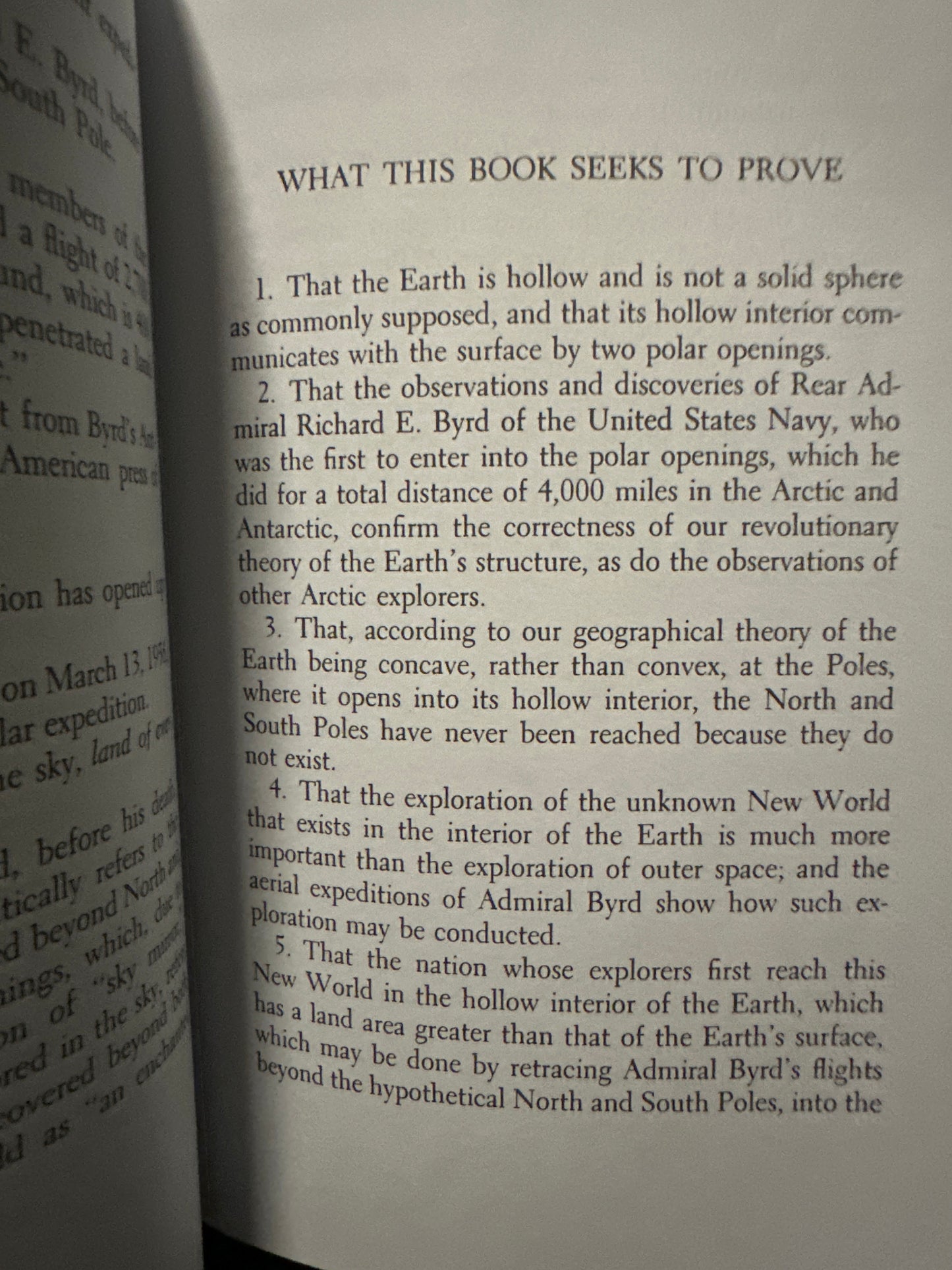 Book page discussing theories about Earths structure and polar explorations.