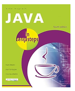Java programming book cover with coffee cup illustration.