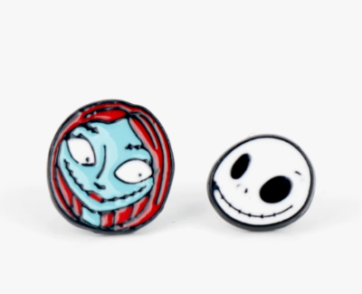 Nightmare Before Christmas Jack and Sally enamel pin set.