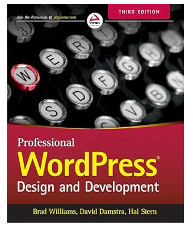Cover of Professional WordPress Design and Development book with typewriter keys background.