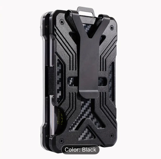 Black rugged phone case with textured design and belt clip.