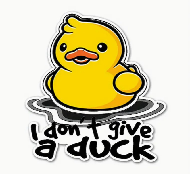 Cartoon rubber duck sticker with text I dont give a duck