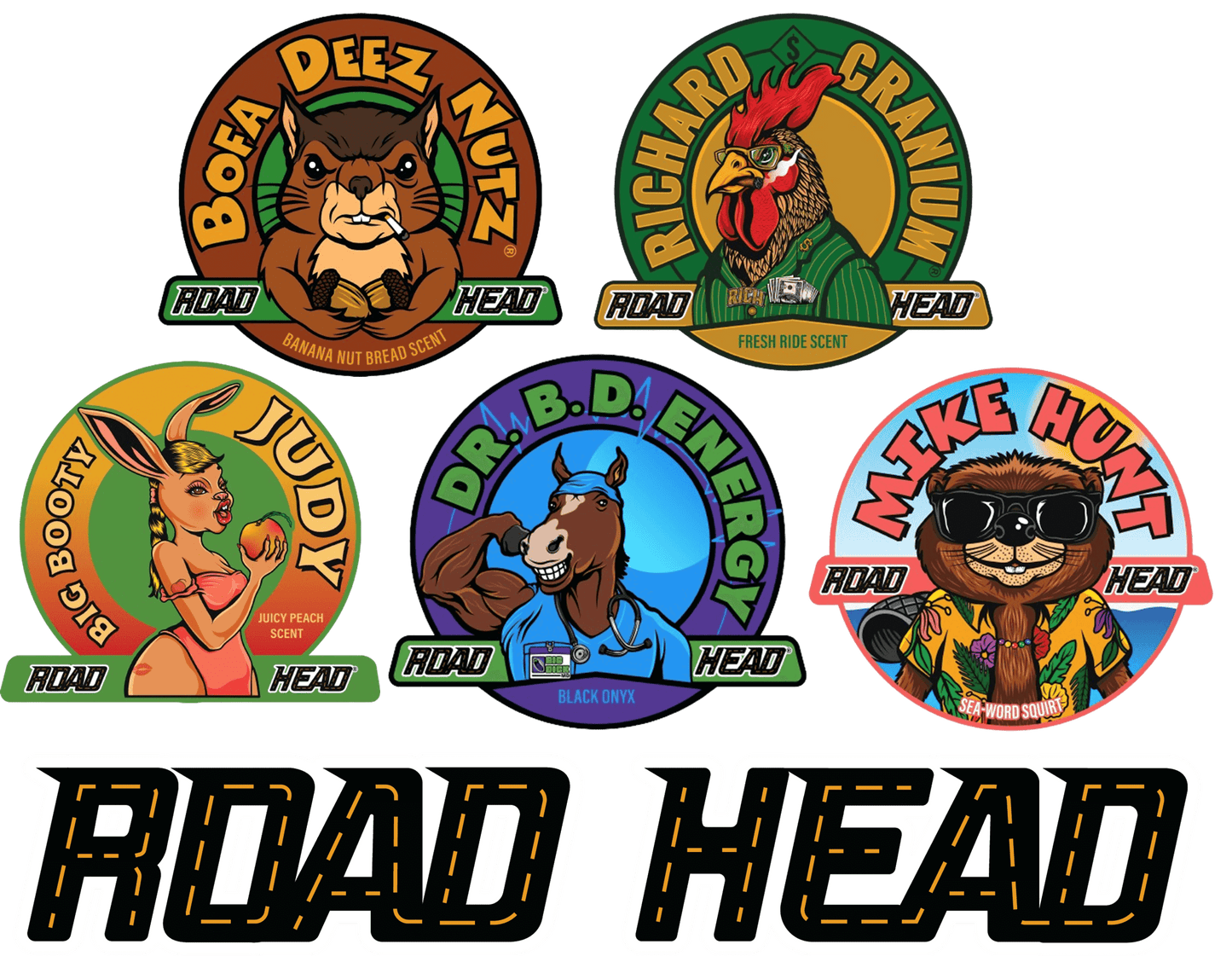 Assorted colorful stickers featuring cartoon animals and characters with unique scents.