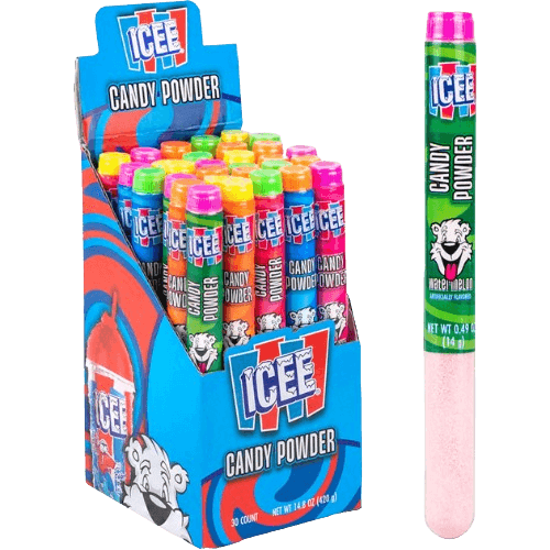 ICEE Candy Powder sticks in colorful packaging.