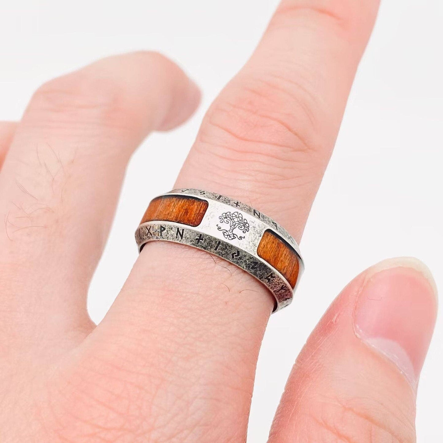 Tree of Life Rune Stainless Steel Men's Ring