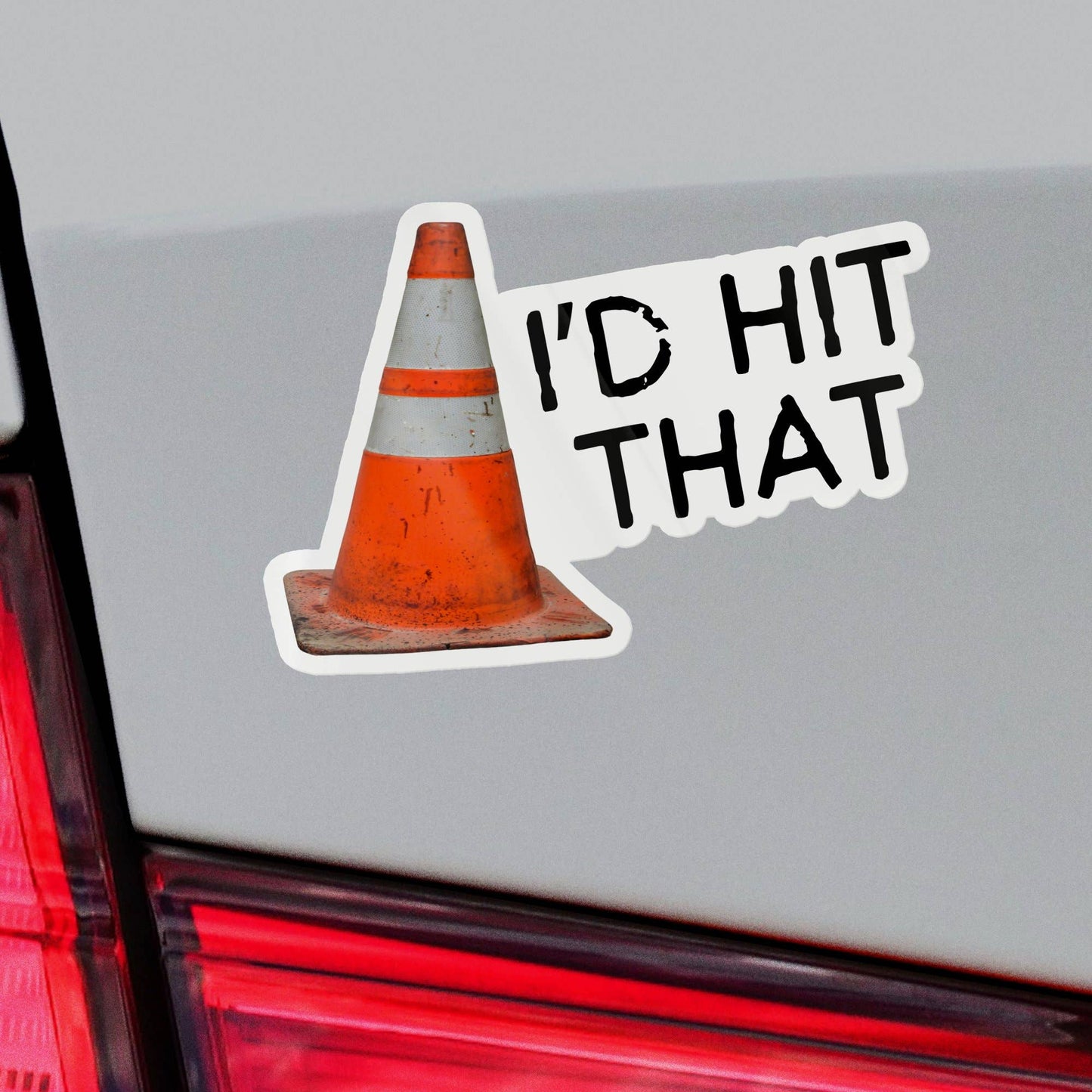 I'd Hit That Traffic Cone Hard Hat Sticker