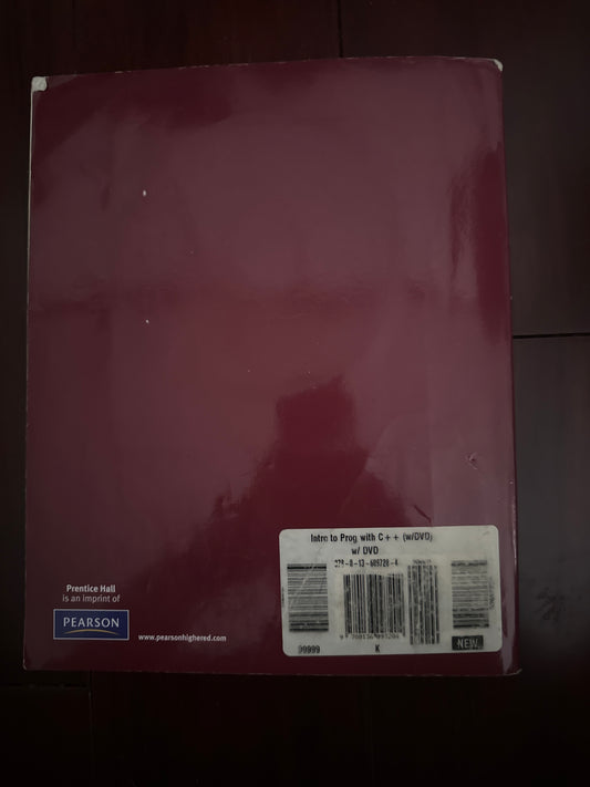 Back cover of Intro to Prog with C wDVD by Pearson, maroon.