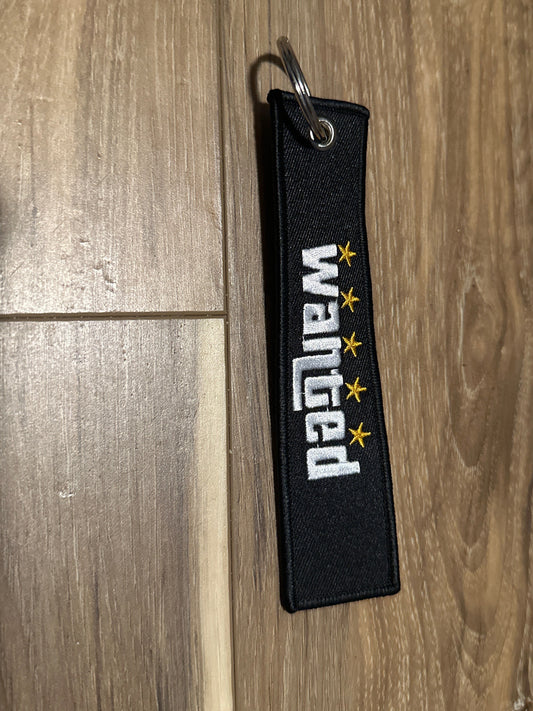 🏁 Wanted Racing Key Tag - Black Dual-Sided Design