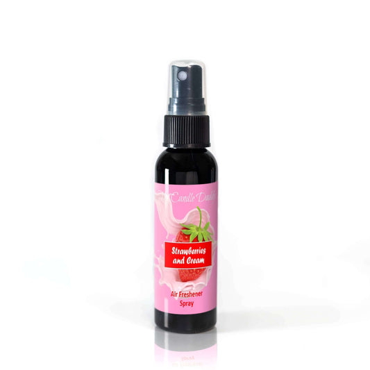 Strawberries and Cream Air Freshener Spray bottle with pink label.