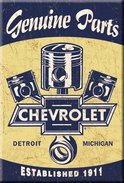 Magnet: Chevy Pistons Metal wrapped with printed media