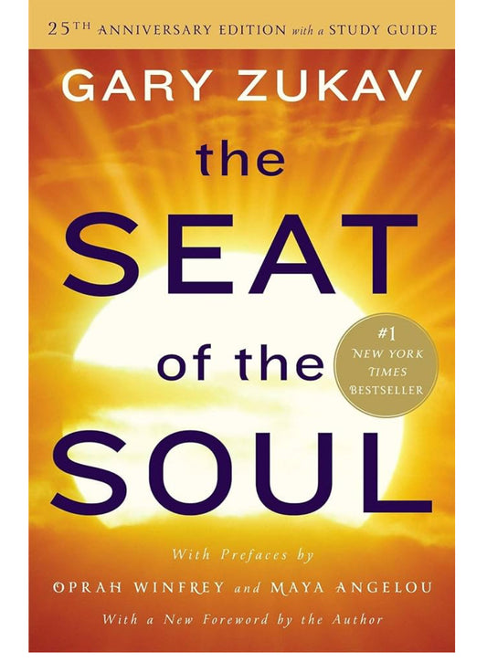 Book cover for The Seat of the Soul by Gary Zukav, featuring a glowing sun and sky.