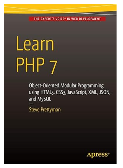 Learn PHP 7 book cover with programming languages listed.