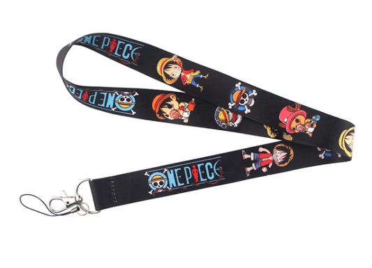 One Piece Tony Chopper Baby Luffy Anime Lanyard ID Badge Holder Metal Clip Black
