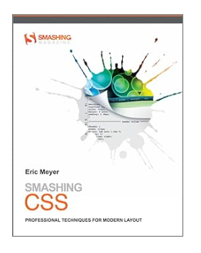 Cover of Smashing CSS by Eric Meyer, featuring paint splashes and design elements.