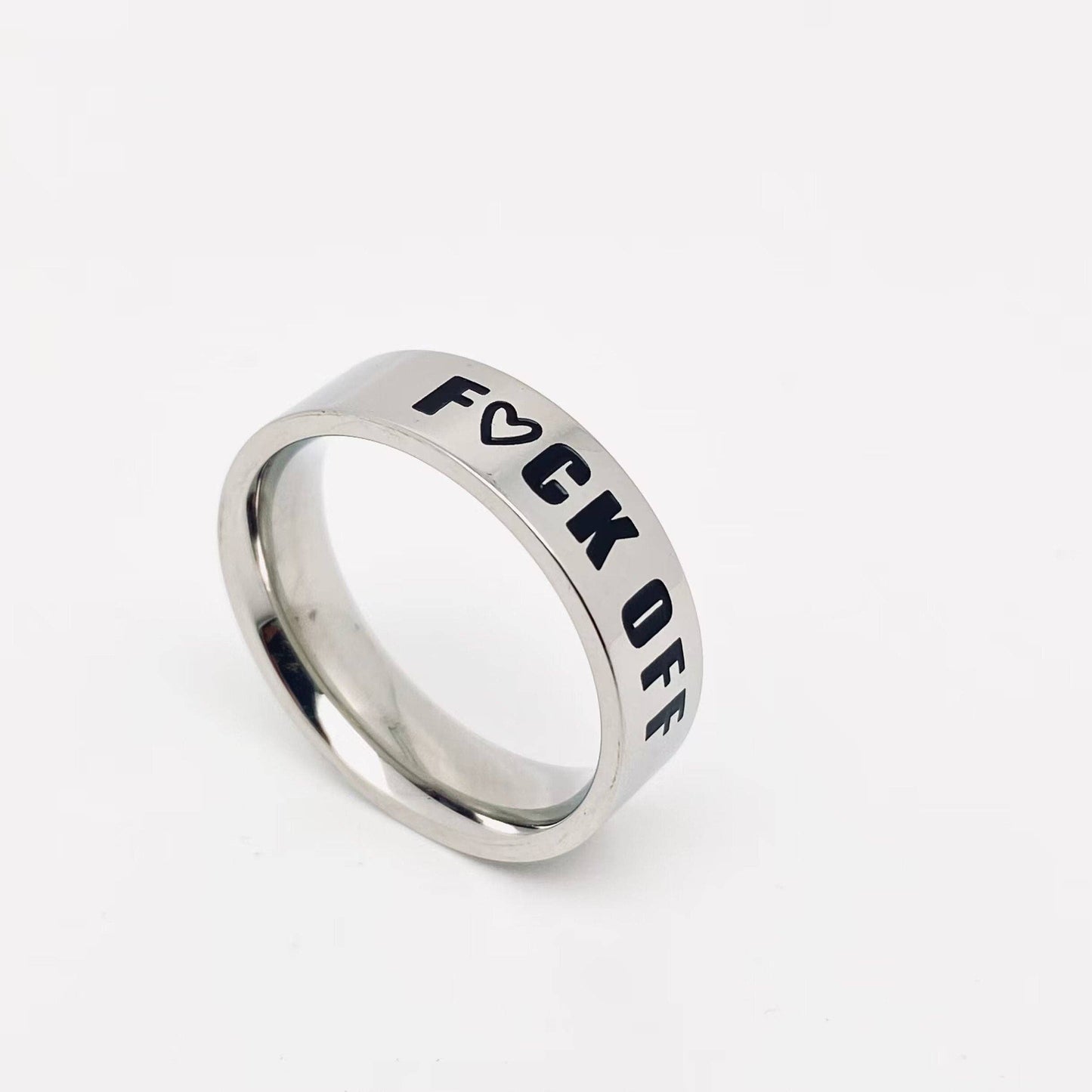 “Fuck off” 6mm Stainless Steel Ring