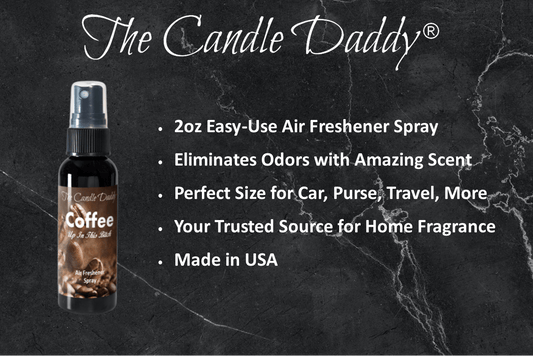 Coffee-scented air freshener spray bottle by The Candle Daddy.