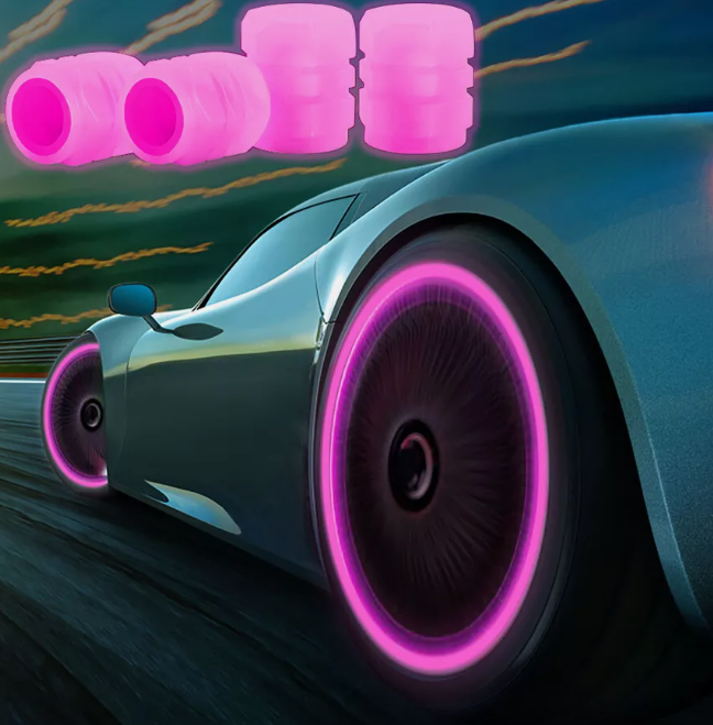 4x Universal Fluorescent Car Tire Valve Caps