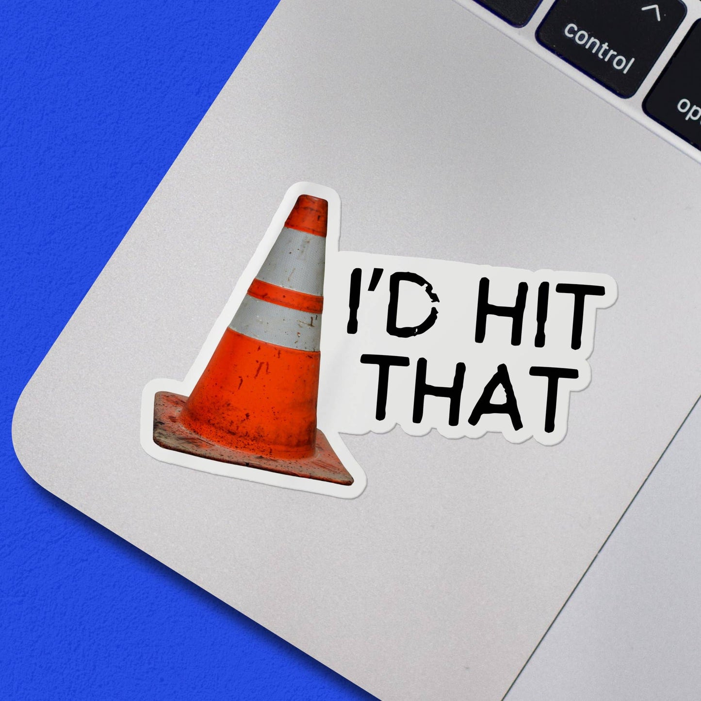 I'd Hit That Traffic Cone Hard Hat Sticker