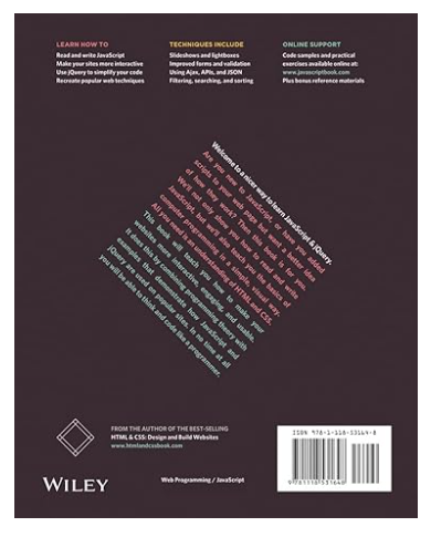Back cover of a JavaScript programming book by Wiley.