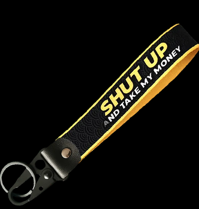 Shut up and Take my Money Keychain Keyring Lanyard JDM Car Lucky Cat Japan Motorsport Performance